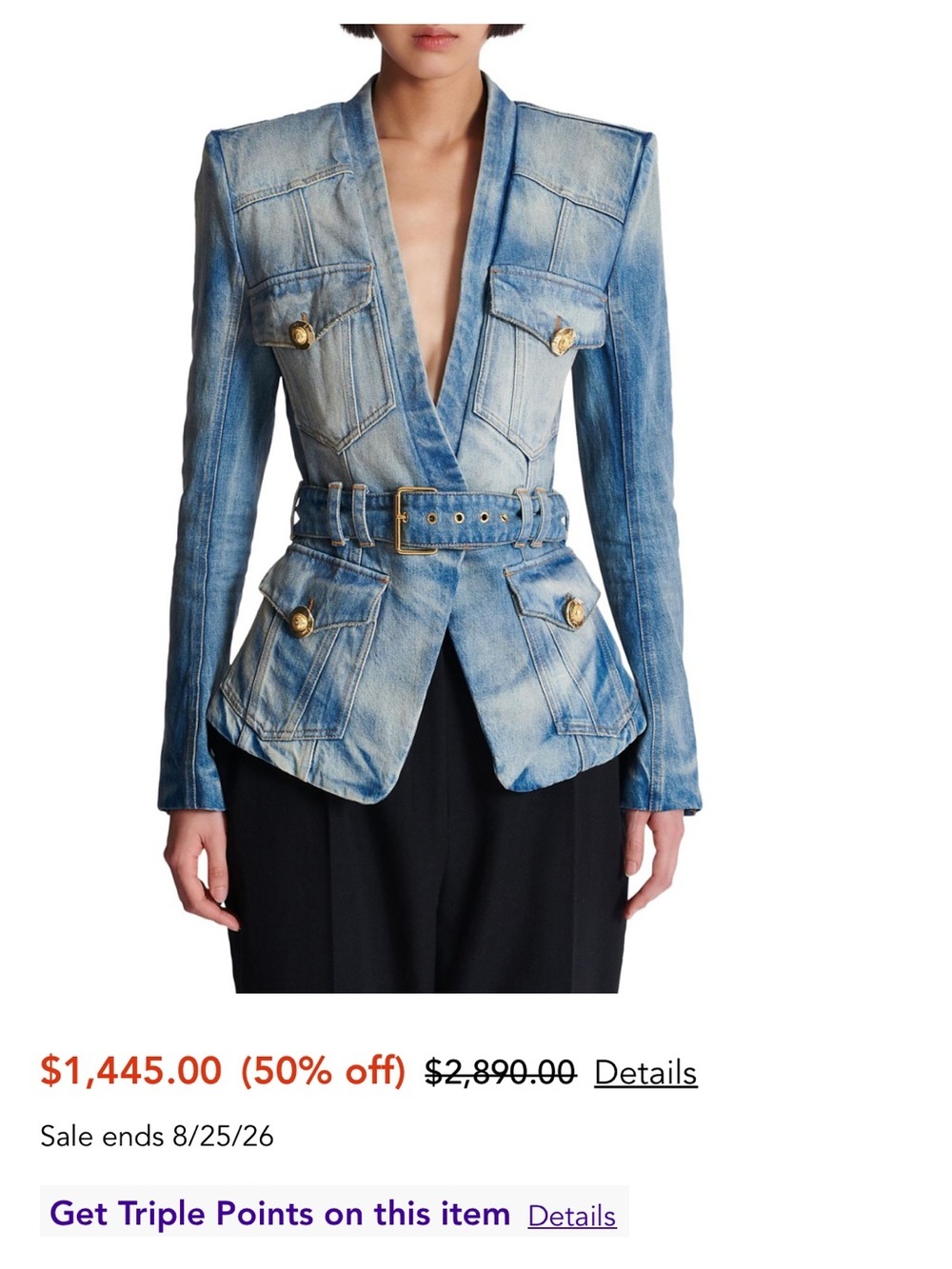 Balmain Denim Belted Blazer Jacket - Picture 4 of 4